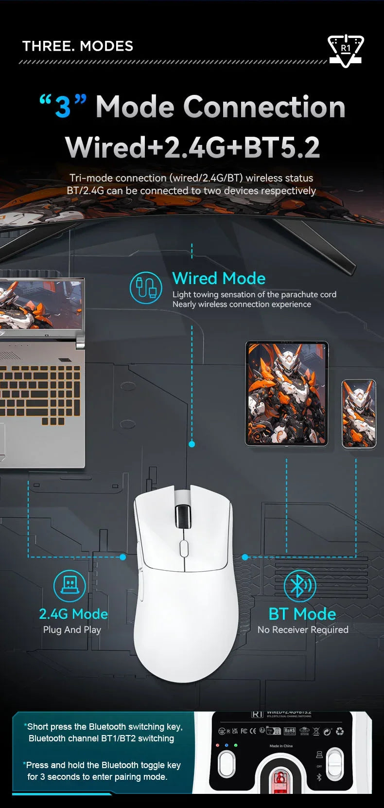 Mouse Attck Shark R1 Sem  Fio