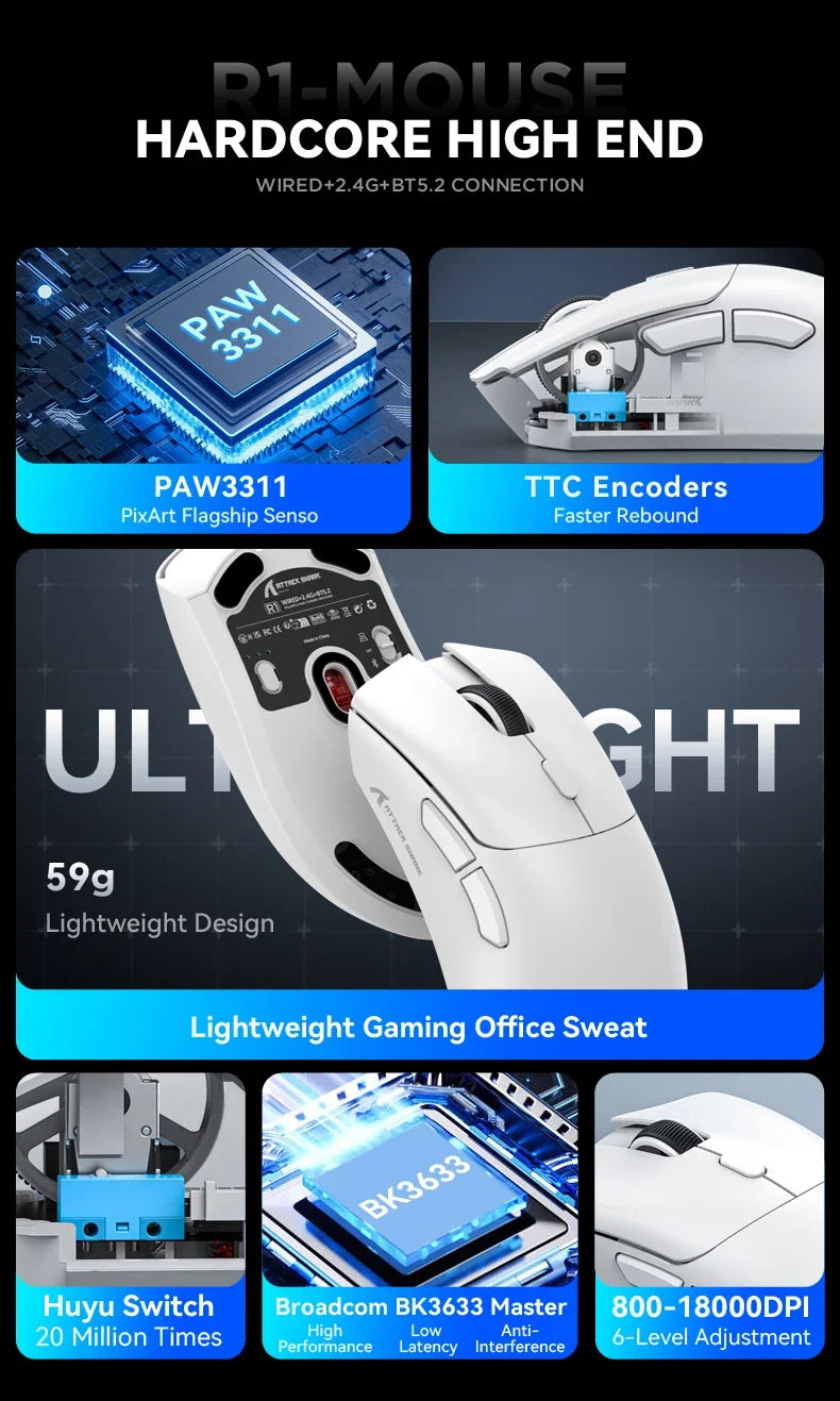 Mouse Attck Shark R1 Sem  Fio